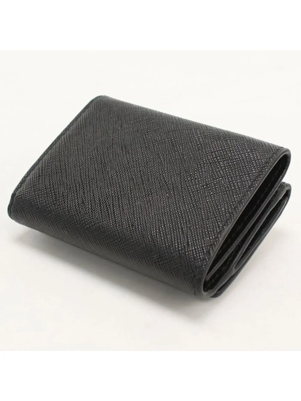 Prada Saffiano Triangle Trifold Wallet Leather